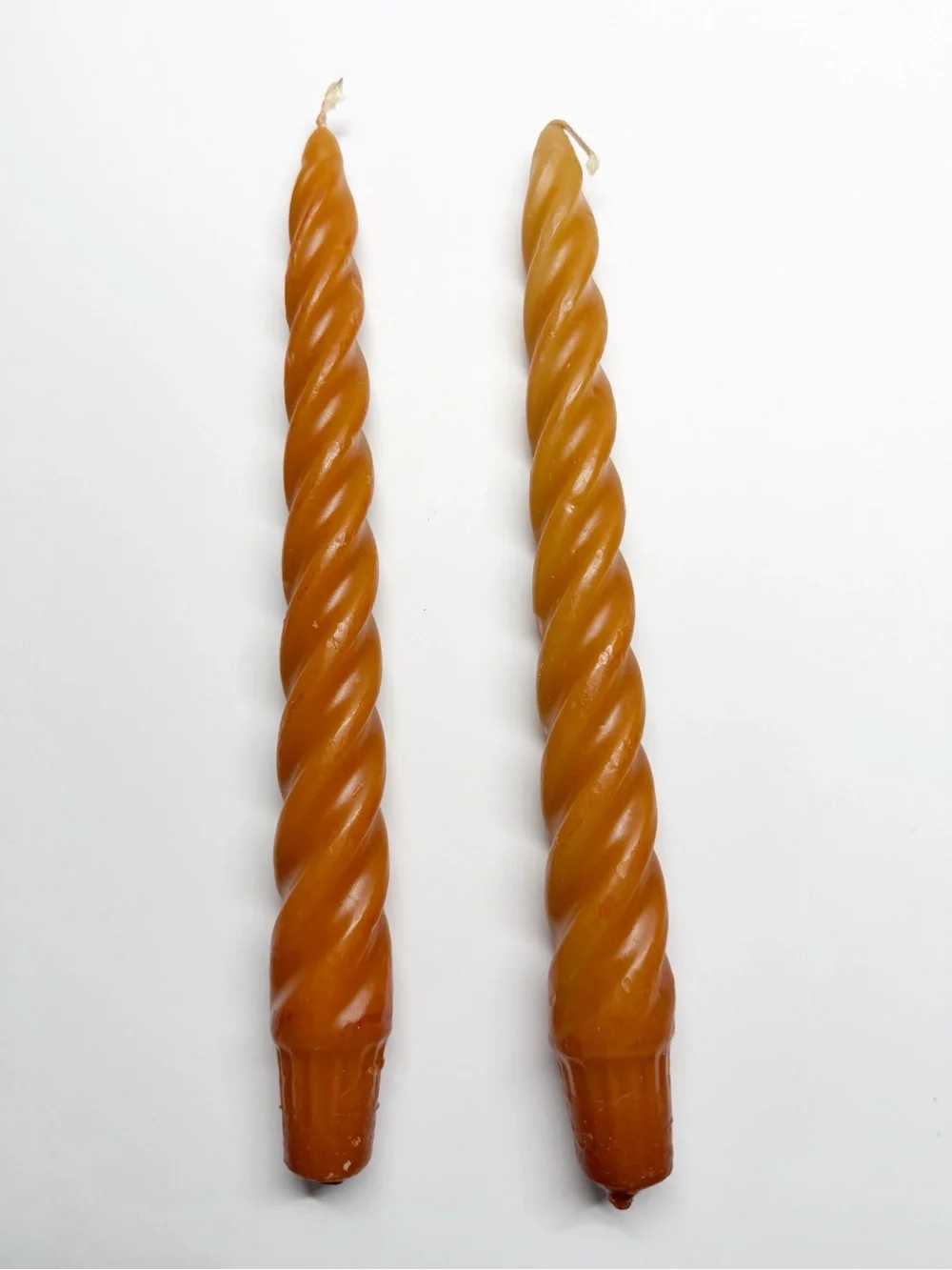 Vintage Amber Orange Swirl Taper Candles 9.5”